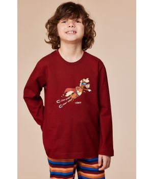 Woody Jongens-Heren pyjama donkerrood