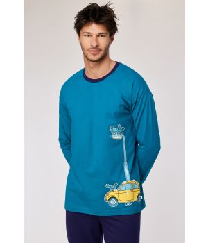 Woody Jongens-Heren pyjama groenblauw