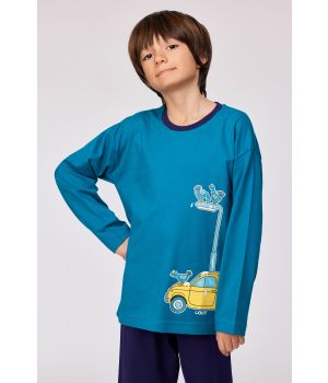 Woody Jongens-Heren pyjama groenblauw