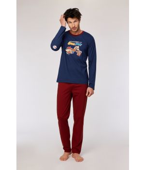 Woody Jongens-Heren pyjama donkerblauw