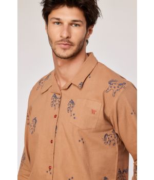 Woody Jongens-Heren pyjama bruine pony print