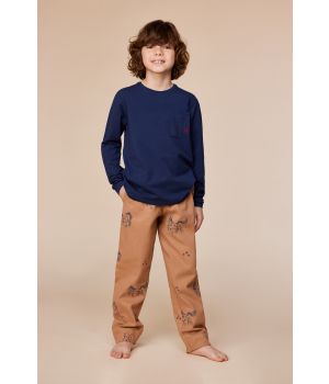 Woody Jongens-Heren pyjama donkerblauw