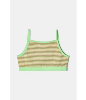 Woody Topje groen-beige streep