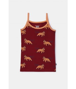 Woody Meisjes Singlet donkerrode ponyprint