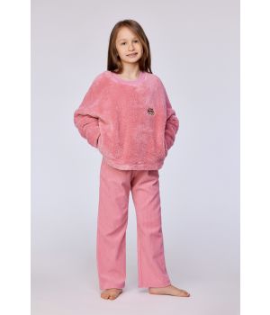 Woody Meisjes-Dames sweater en broek roze