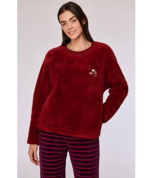 Woody Meisjes-Dames sweater en broek donkerrood