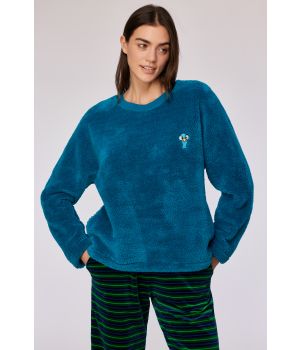 Woody Meisjes-Dames sweater en broek groenblauw