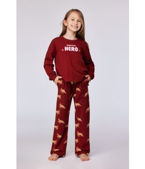 Woody Meisjes-Dames pyjama donkerrood