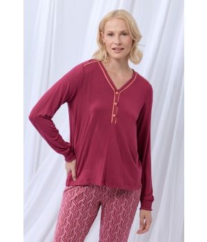 Woody Dames pyjama wijnrood