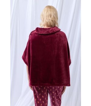 Woody Dames poncho wijnrood