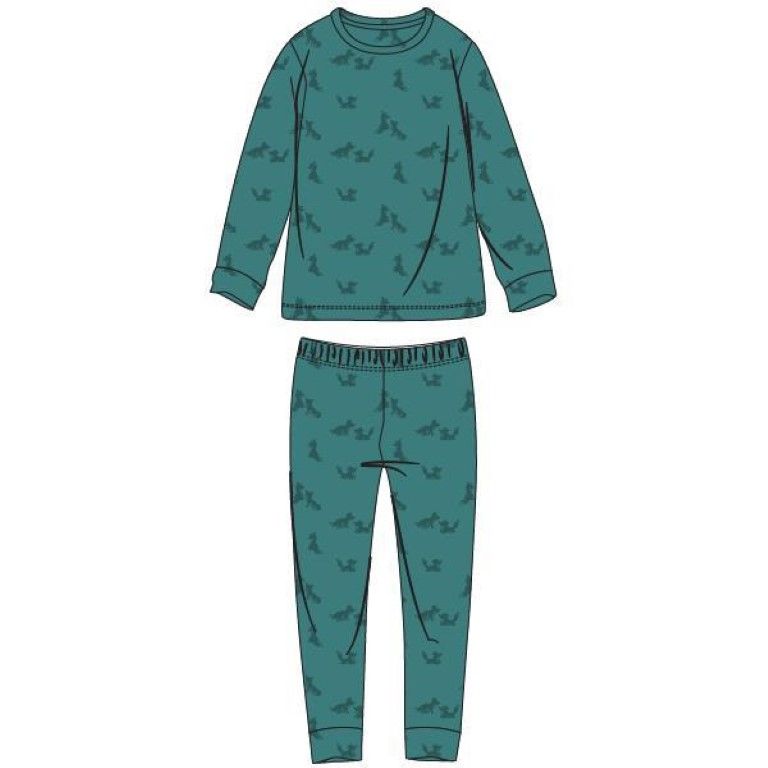 Woody Jongens-Heren pyjama groen met wolf