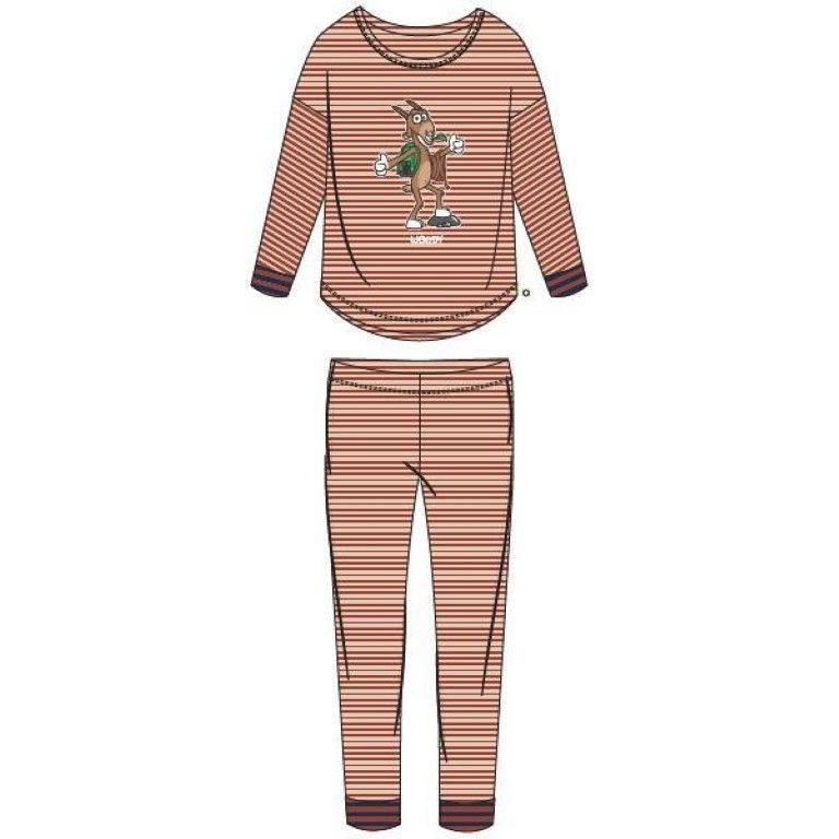 Woody Meisjes-Dames pyjama roest-beige
