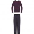 Woody Jongens-Heren pyjama anthraciet-bordeaux