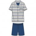 Woody Heren pyjama blauw gebroken wit