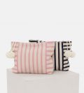 Lords x Lilies Draagtas, beige-blauw gestreept