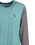 Woody Jongens-Heren pyjama groen-gebroken wit