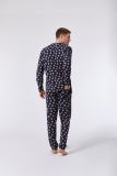 Woody Jongens-Heren pyjama donkerblauw hoogland