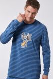 Woody Jongens-Heren pyjama blauw-grijs