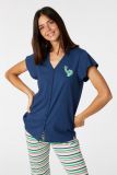 Woody Dames Pyjama marine blauw