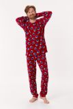 Woody Jongens-Heren Pyjama rood schaap