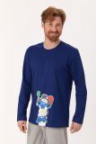 Woody Jongens-Heren Pyjama donkerblauw
