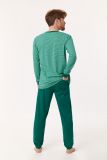Woody Jongens-Heren Pyjama groen-lichtgroen