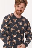 Woody Jongens-Heren Pyjama antraciet uil