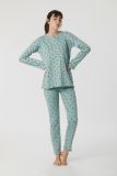 Woody Meisjes-Dames Pyjama grijsblauw uil