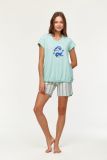 Woody Meisjes-Dames Pyjama turquoise