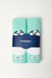 Woody Set van handdoek en washand turquoise