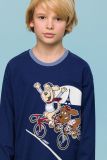 Woody Jongens-Heren Pyjama donkerblauw