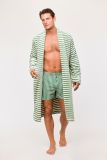 Woody Heren Badjas groen-beige streep