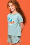Woody Meisjes-Dames Pyjama licht turquoise