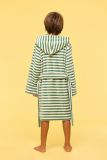 Woody Unisex Badjas groen-beige streep