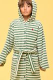Woody Unisex Badjas groen-beige streep