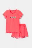 Woody Meisjes-Dames Pyjama koraalrood
