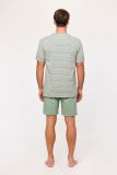 Woody Jongens-Heren Pyjama khaki-grijze streep