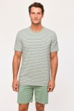 Woody Jongens-Heren Pyjama khaki-grijze streep