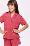 Woody Meisjes-Dames Pyjama rode koraal print