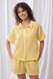 Lords x Lilies Dames Set Tshirt en Short gele ruit