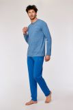 Woody Heren pyjama blauw-gele streep