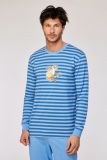 Woody Jongens-Heren pyjama blauwe-gele streep