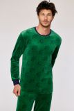 Woody Jongens-Heren pyjama groene duivenprint