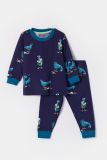 Woody Jongens-Heren pyjama donkerblauwe duivenp