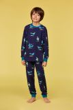 Woody Jongens-Heren pyjama donkerblauwe duivenp