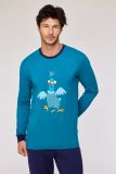 Woody Jongens-Heren pyjama groenblauw