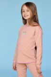 Woody Meisjes-Dames pyjama roze-gele streep