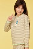 Woody Meisjes-Dames pyjama groen-beige streep