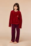 Woody Meisjes-Dames sweater en broek donkerrood