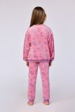 Woody Meisjes-Dames pyjama roze kattenprint